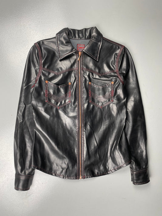 vintage Gaultier Jean's faux leather zip-up shirt - women's size 36