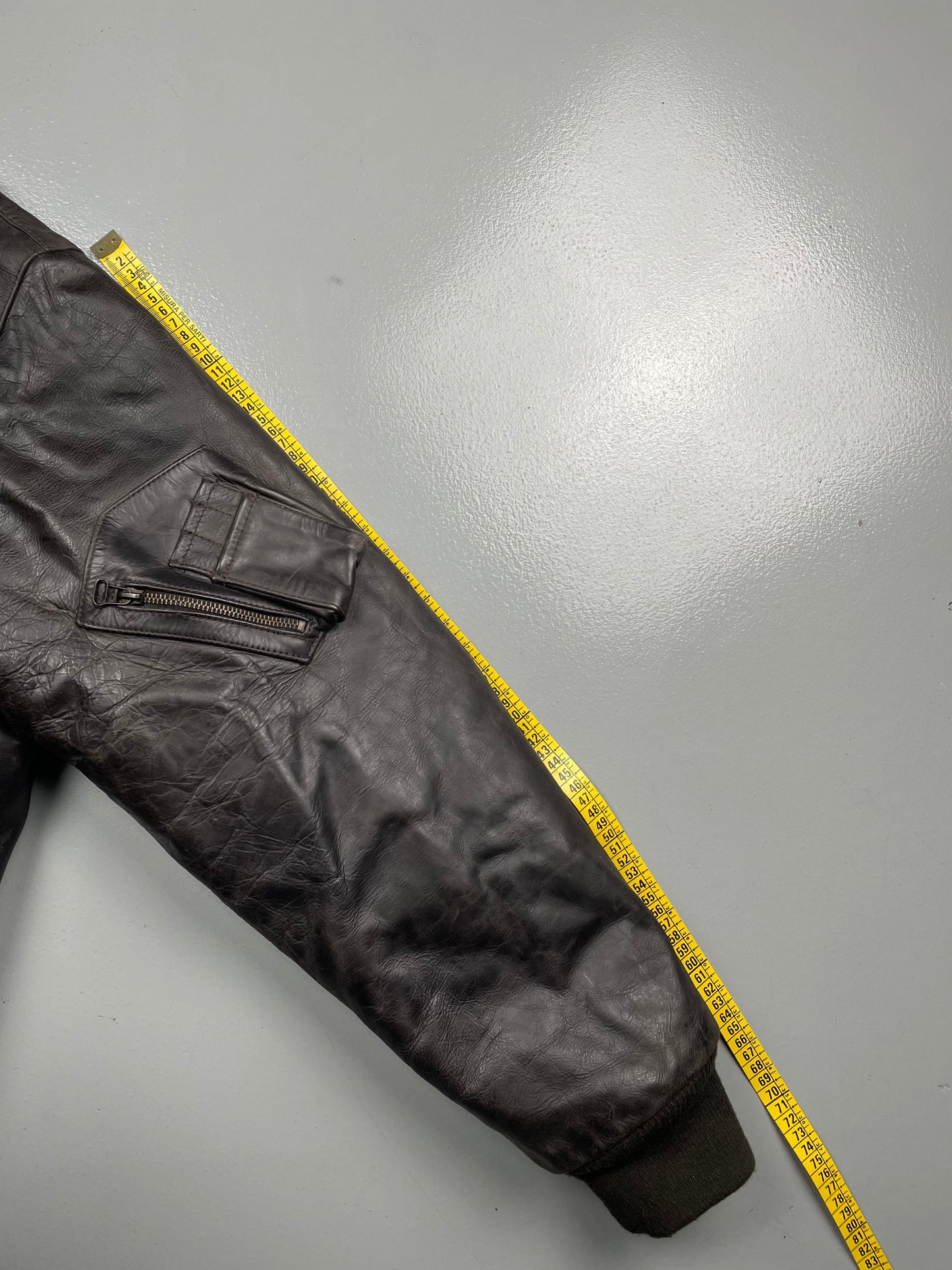 1990's Armani Jeans leather bomber jacket - size 54