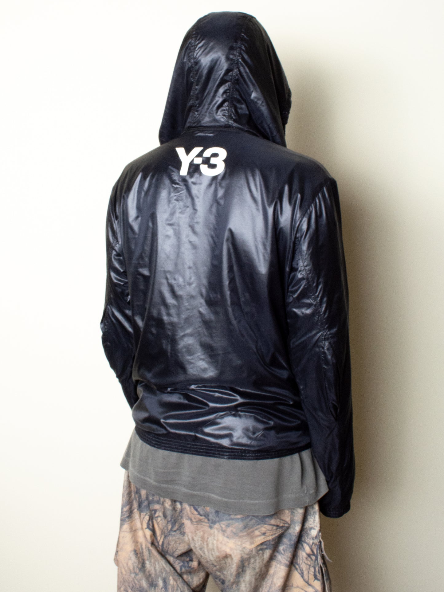 Y-3 - S/S 2007 - nylon windbreaker with packable hood (black) - men's size S
