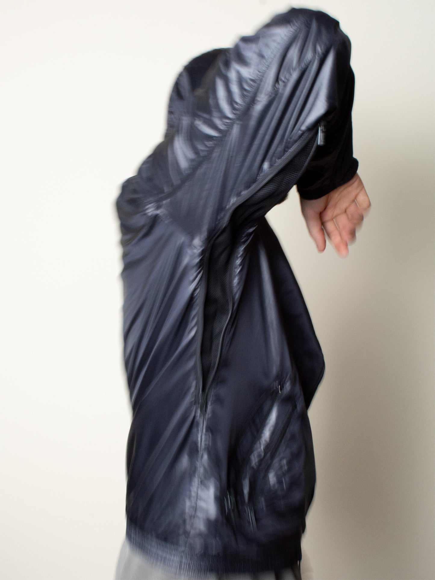 Y-3 - S/S 2007 - nylon windbreaker with packable hood (black) - men's size S