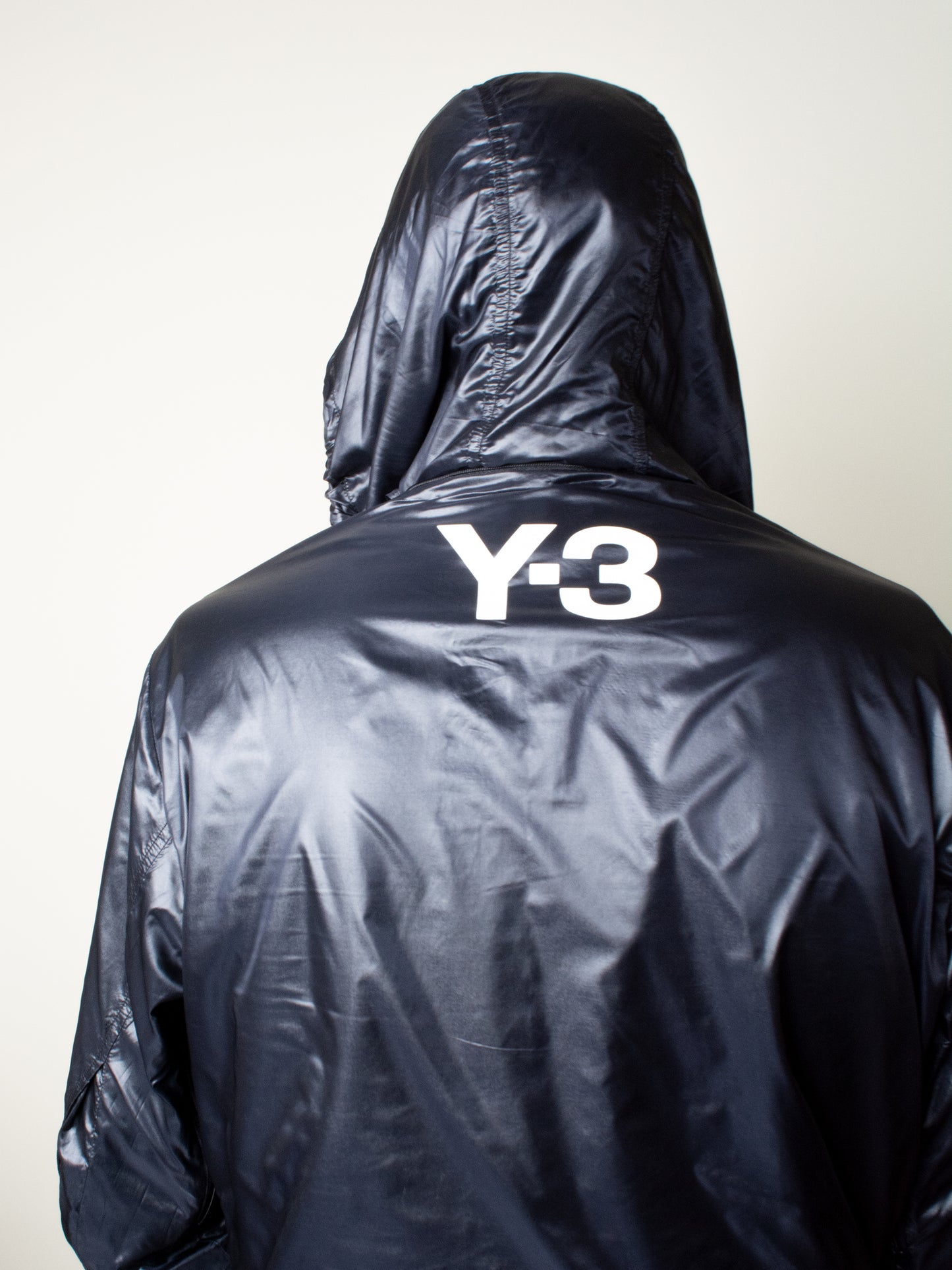 Y-3 - S/S 2007 - nylon windbreaker with packable hood (black) - men's size S