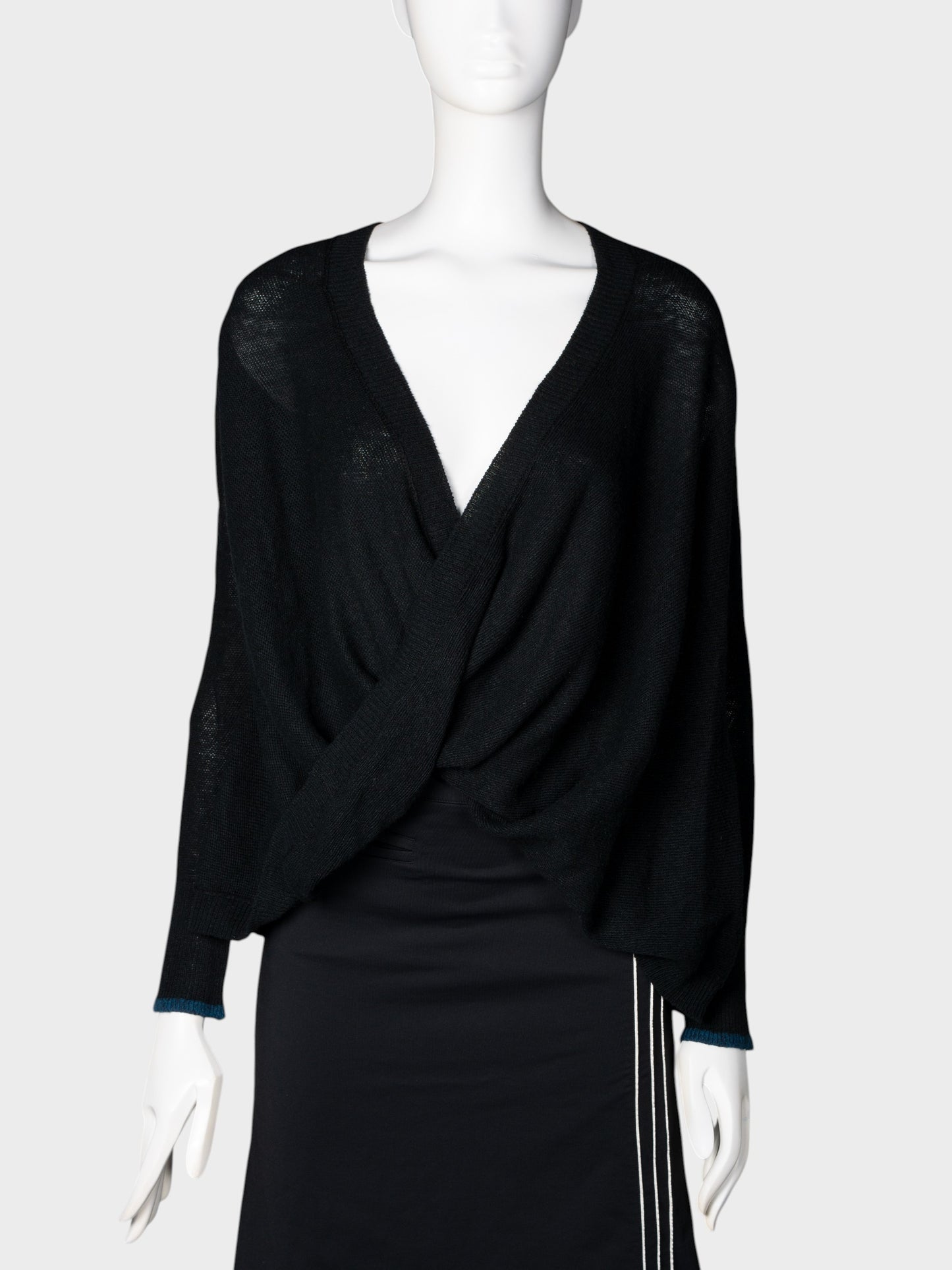 Y's by Yohji Yamamoto - S/S 2006 - twisted pullover cardigan (black) - women's size 3