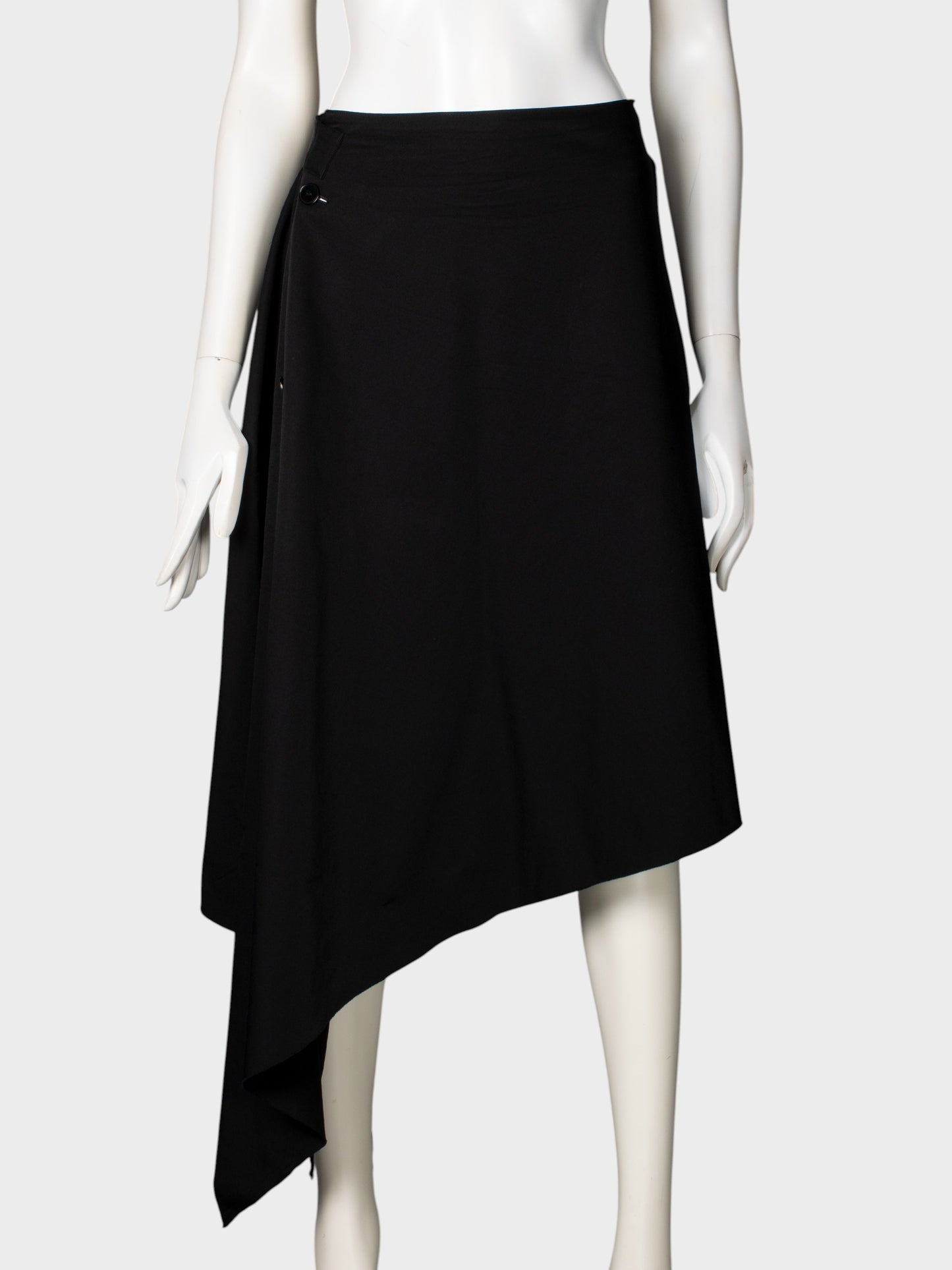 Y's Red Label - A/W 2007 - wool asymmetric skirt with buttons - size 4