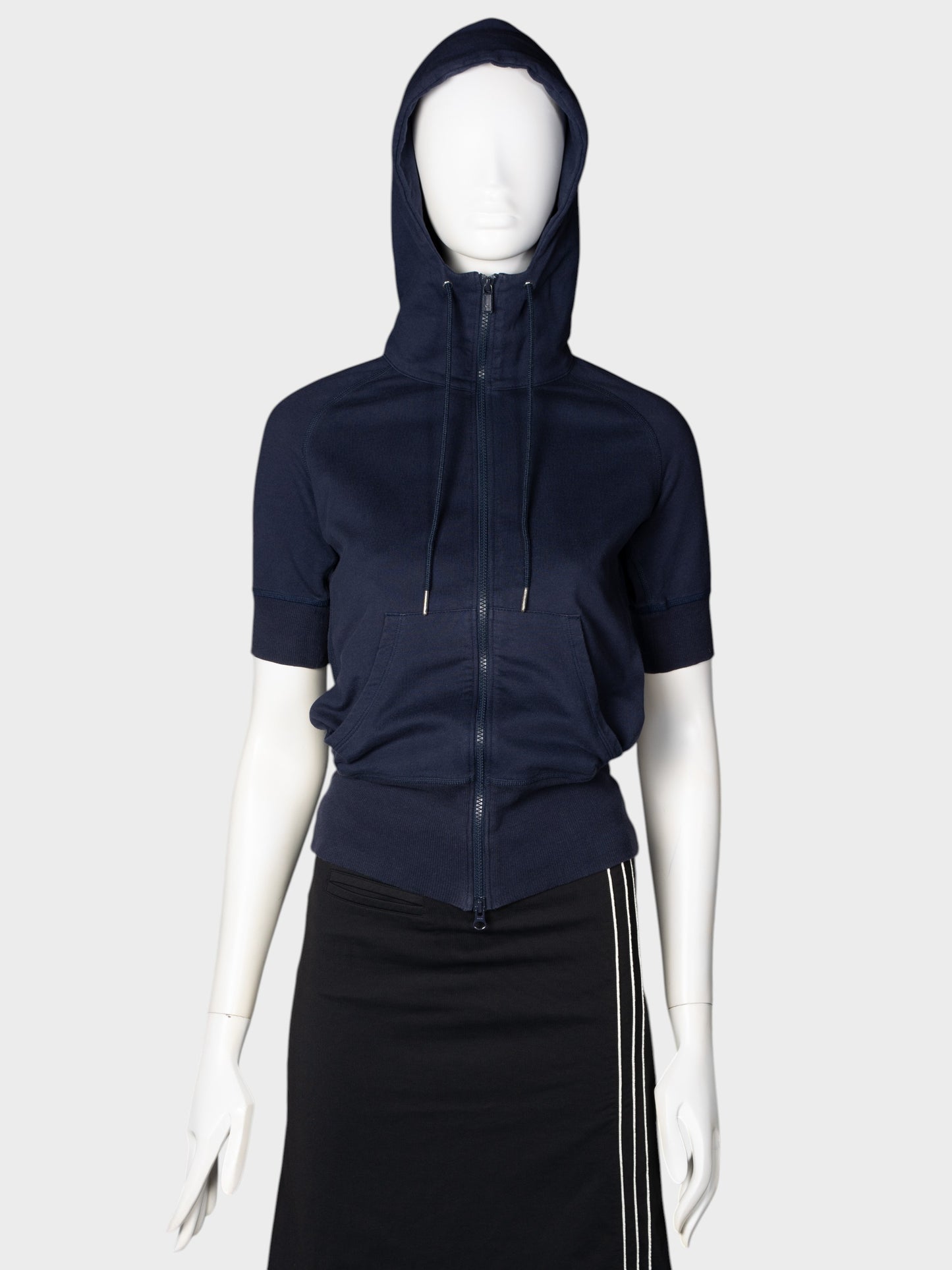 Y-3 - S/S 2011 - short sleeve zip hoodie (navy) - women's size S