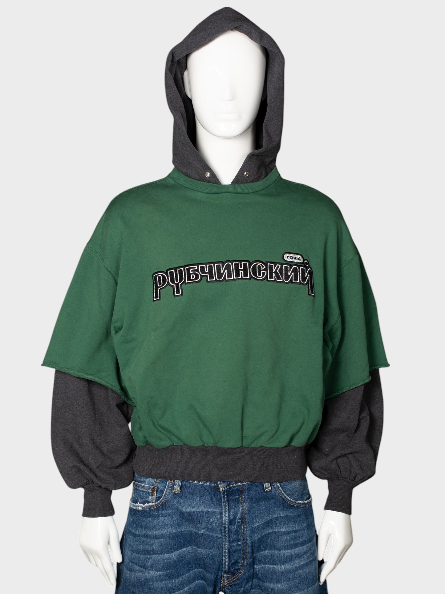 Gosha Rubchinskiy - S/S 2018 - combo hoodie (green) - size S