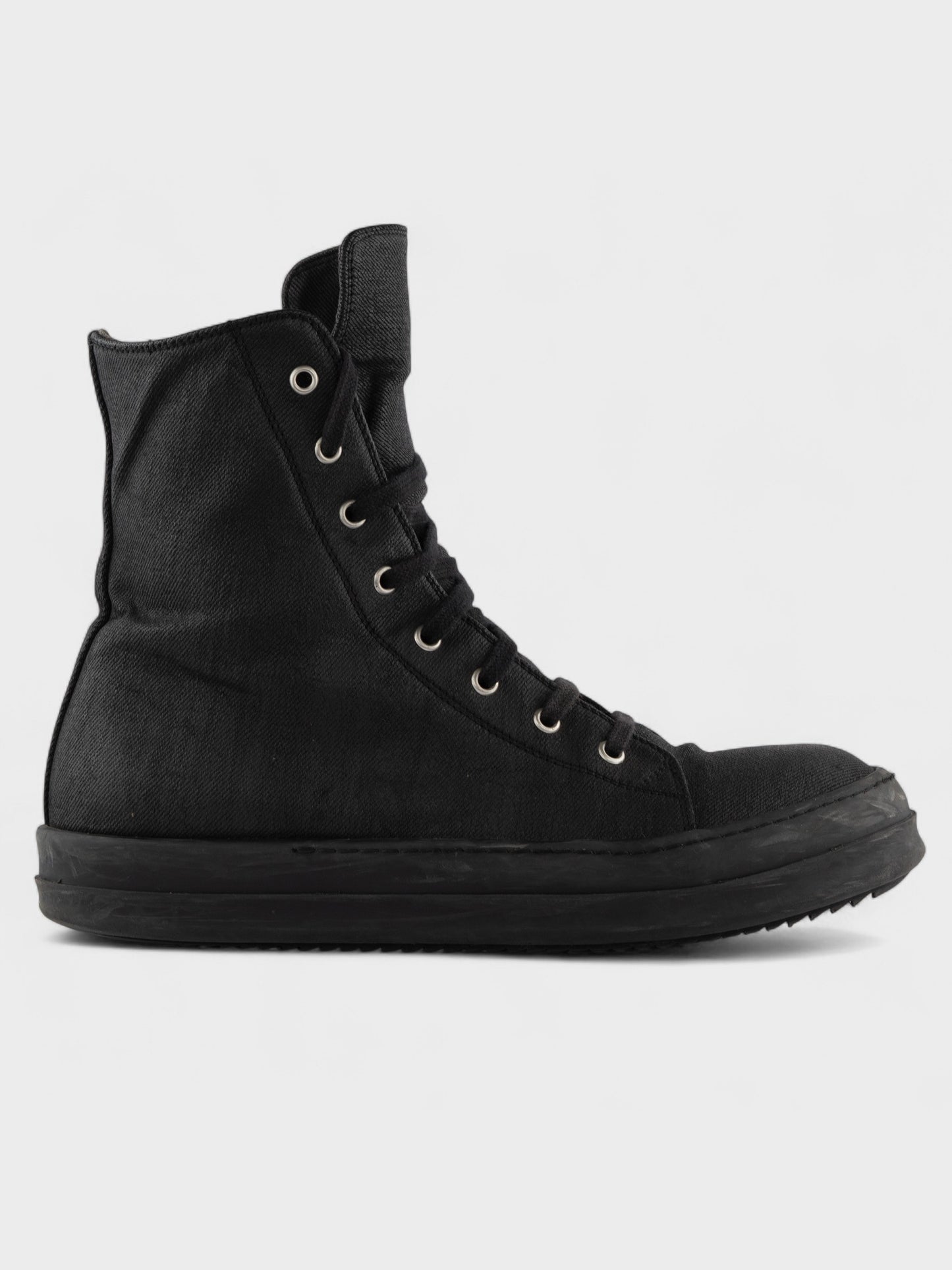 Rick Owens DRKSHDW - A/W 2014 - "Ramones" denim vegan sneakers (Black Wax) - size 42