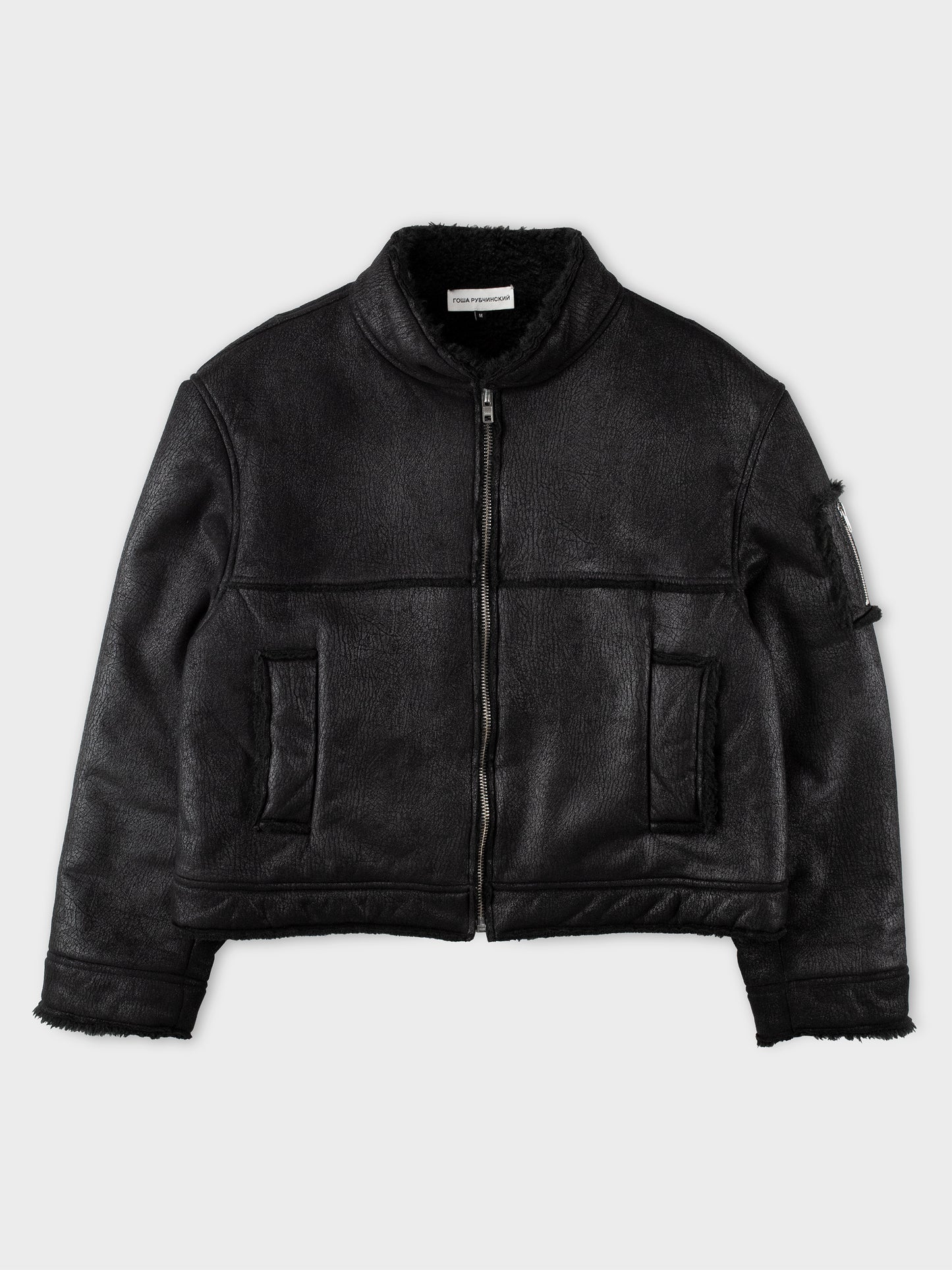 Gosha Rubchinskiy - A/W 2016 - faux leather shearling jacket (black) - size M