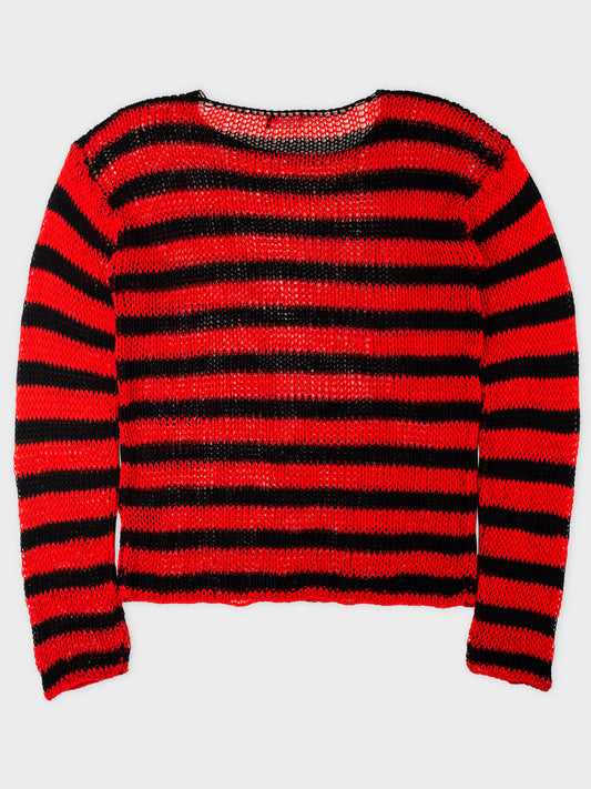 Raf Simons Archive Redux (2021) - AW97 Striped Open Knit Cotton Sweater - size M