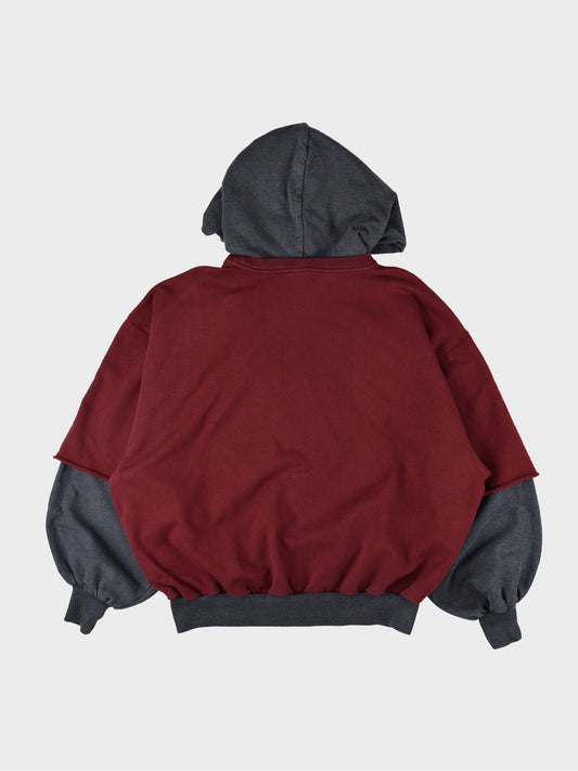 Gosha Rubchinskiy - S/S 2018 - combo hoodie (burgundy) - size S