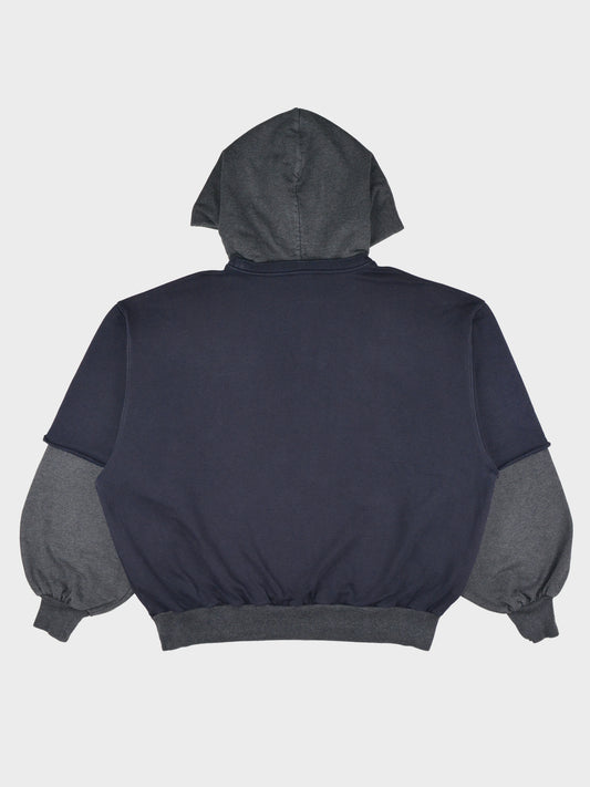 Gosha Rubchinskiy - S/S 2018 - combo hoodie (navy) - size M