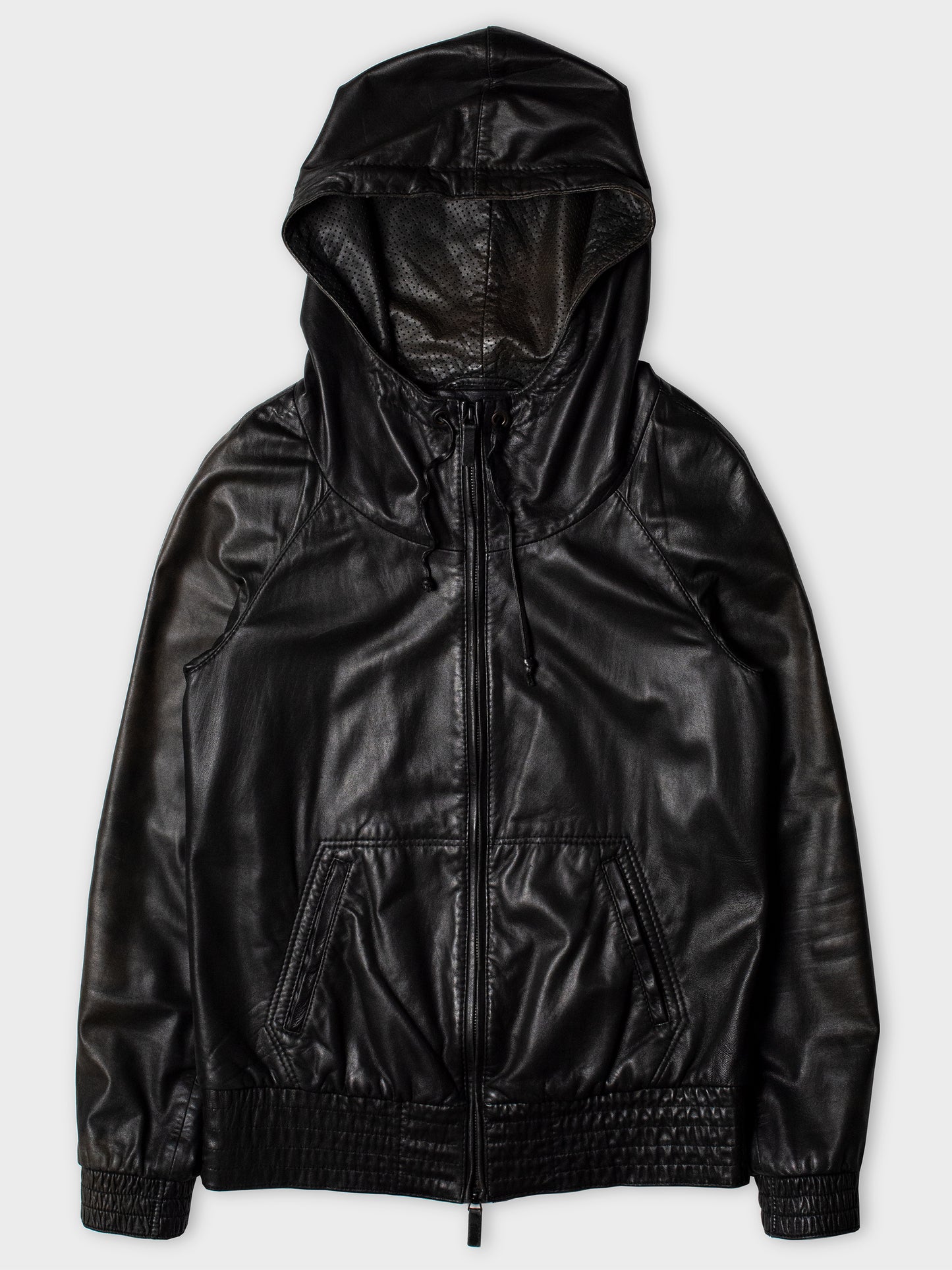 Y-3 - S/S 2009 - leather jacket with oversized hood - size S