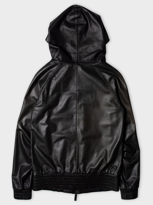 Y-3 - S/S 2009 - leather jacket with oversized hood - size S