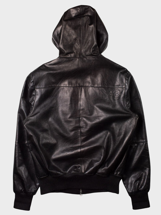 Y-3 - A/W 2005 - leather hooded bomber jacket - men's size M