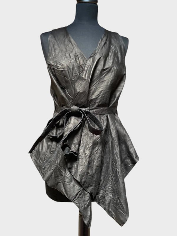 Y-3 S/S 2011 wrinkled leather vest - size M