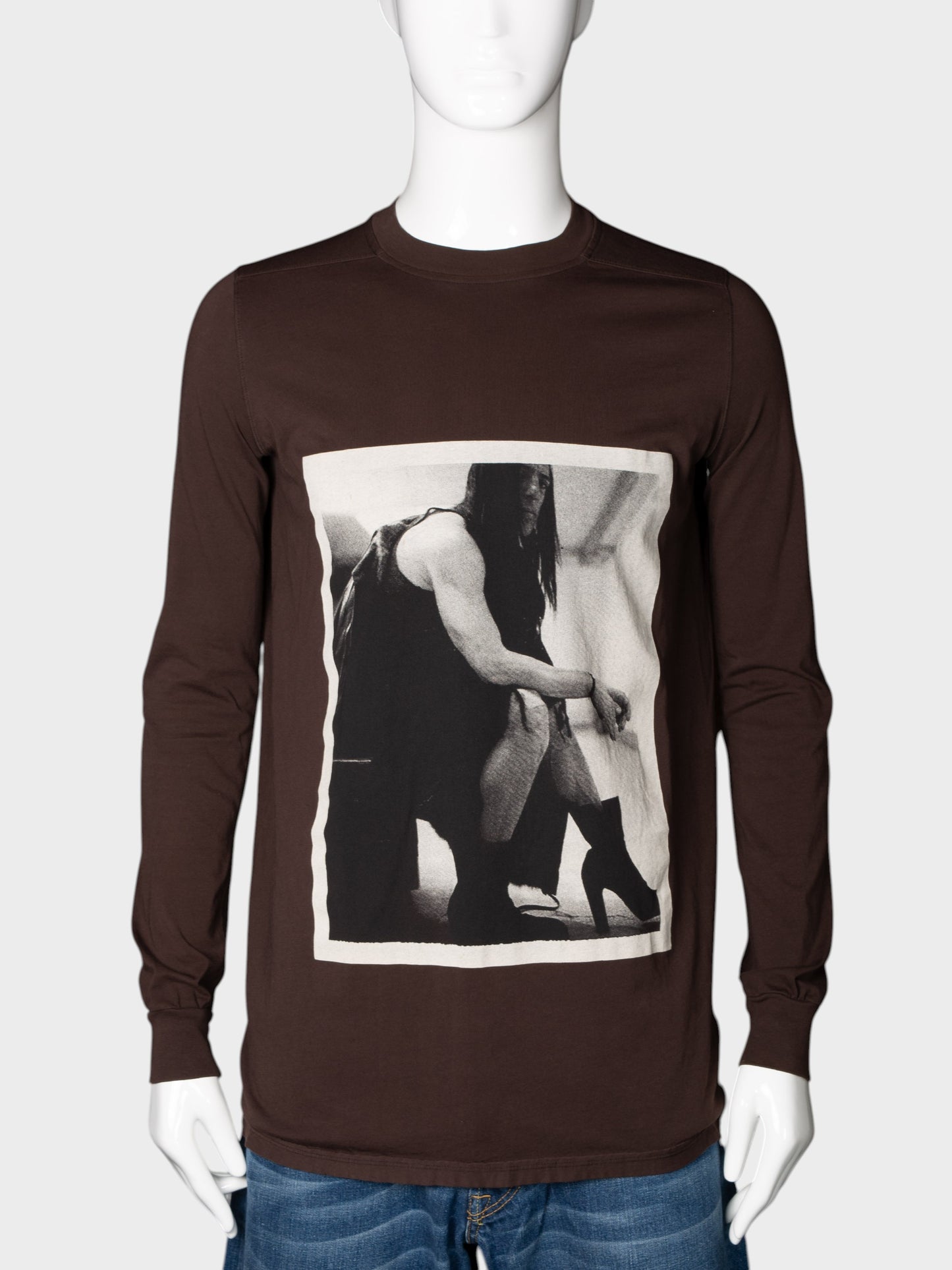 Rick Owens DRKSHDW - A/W 2019 - portrait long-sleeve t-shirt - size XL