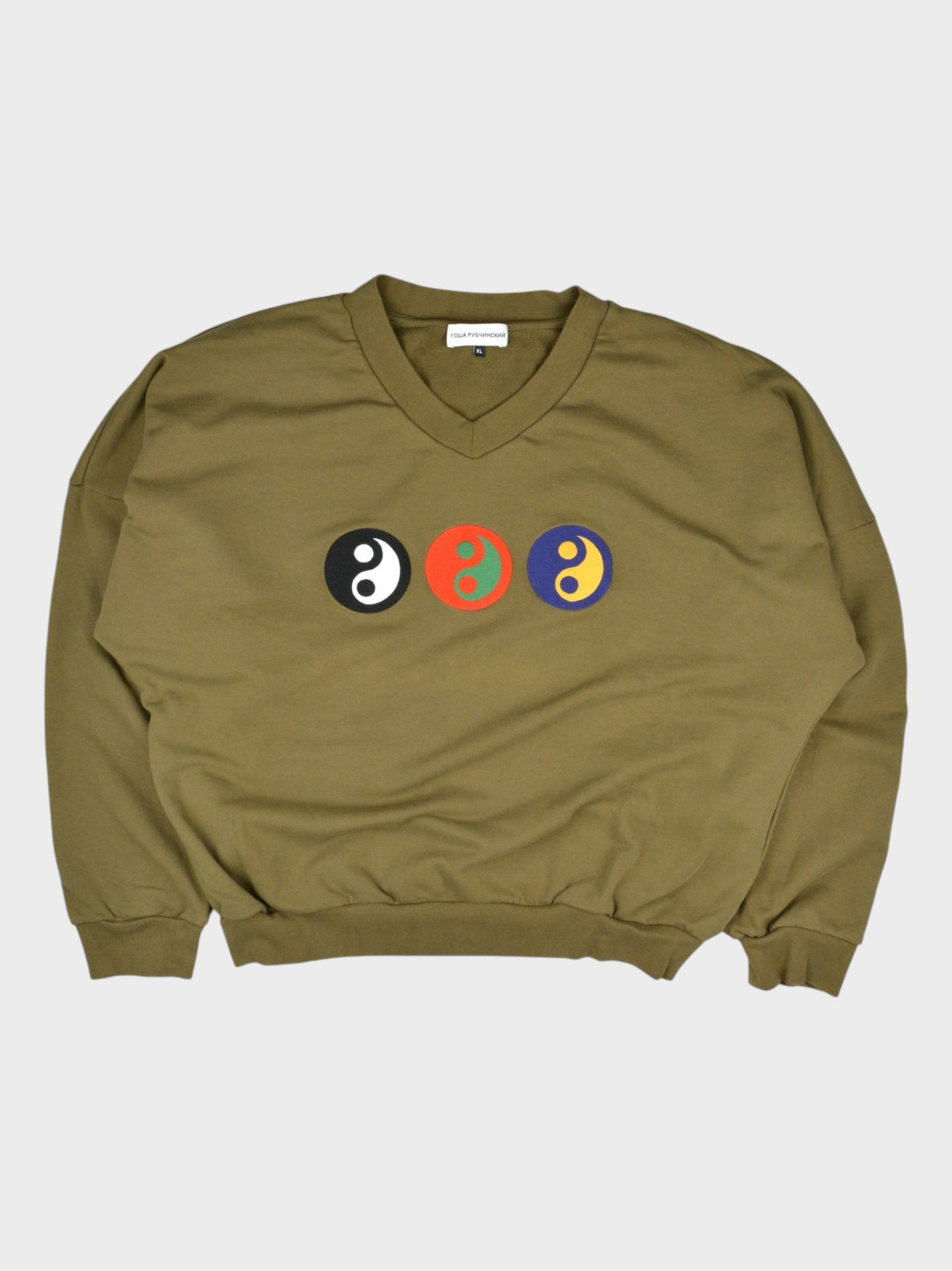 Gosha Rubchinskiy - S/S 2017 - Yin-Yang V-neck sweatshirt (green) - size XL