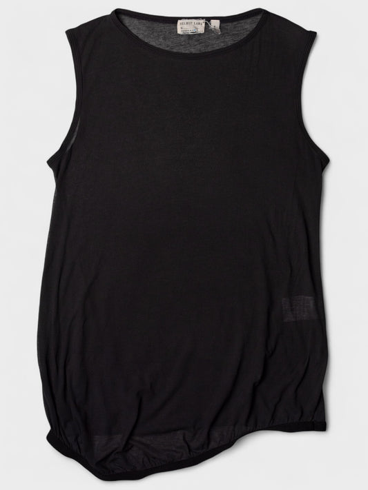 Helmut Lang Jeans - S/S 1998 - asymmetric sheer tank top (black) - women's size S
