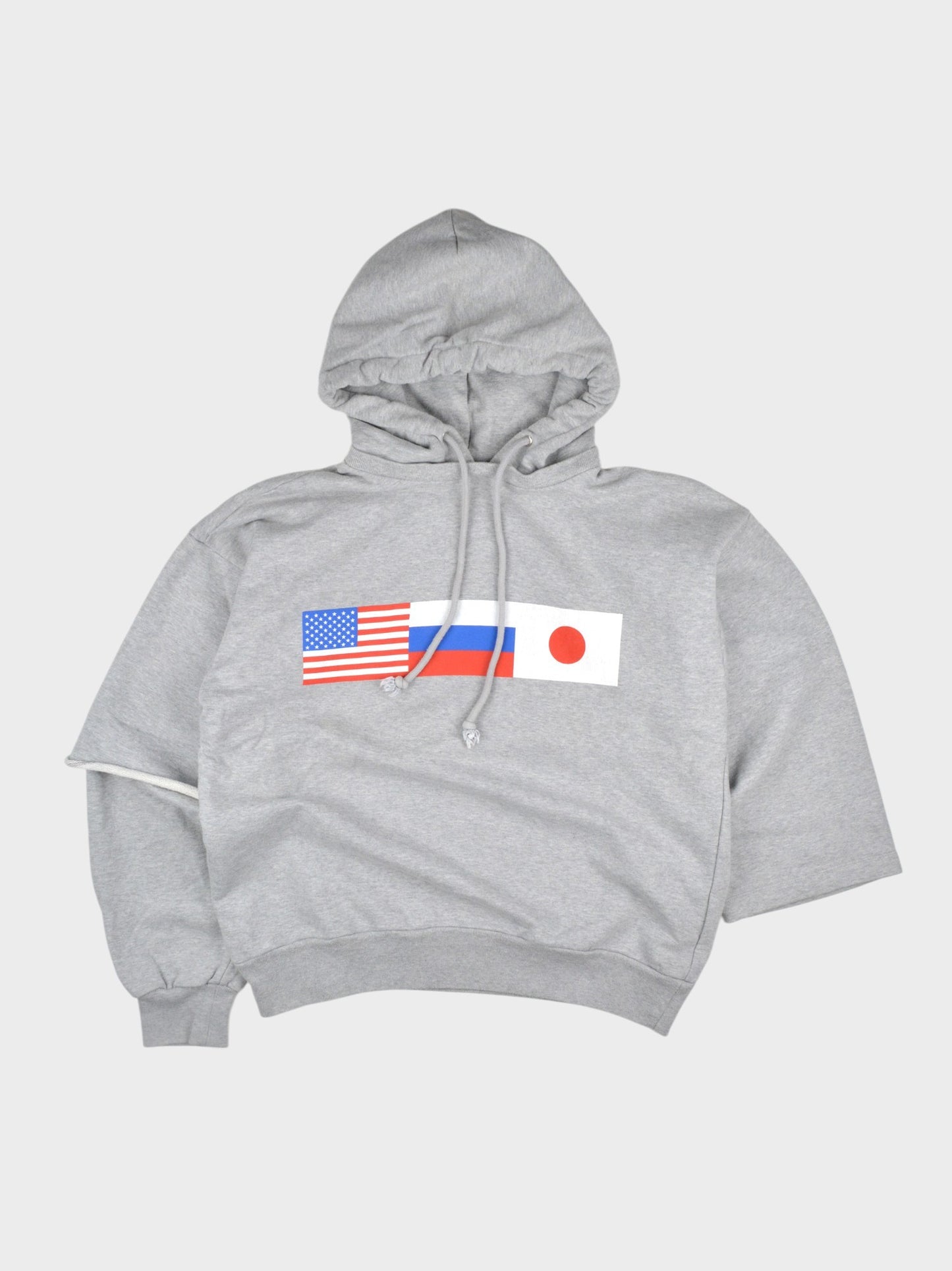Gosha Rubchinskiy - A/W 2018 - asymmetric flags hoodie (grey) - size S