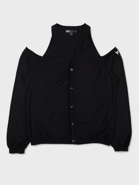 Y-3 - S/S 2010 - cutout shoulder cotton cardigan (black) - women's size L