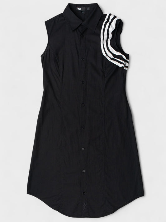 Y-3 - S/S 2009 - button-up midi dress with layered ruffle shoulder detail - size M