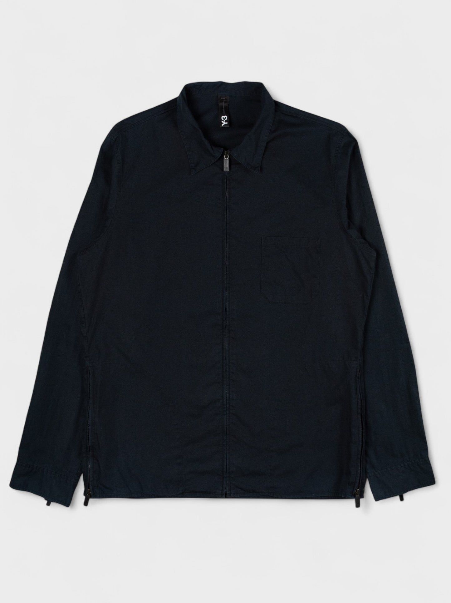 Y-3 - A/W 2006 - zip-up shirt with hidden side pockets (navy) - men's size M