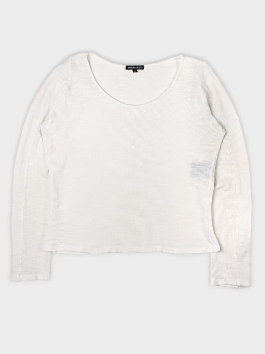 Ann Demeulemeester - rib long sleeve t-shirt (white) - women's size 36