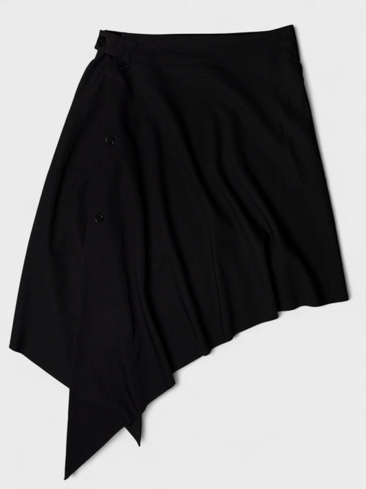 Y's Red Label - A/W 2007 - wool asymmetric skirt with buttons - size 4