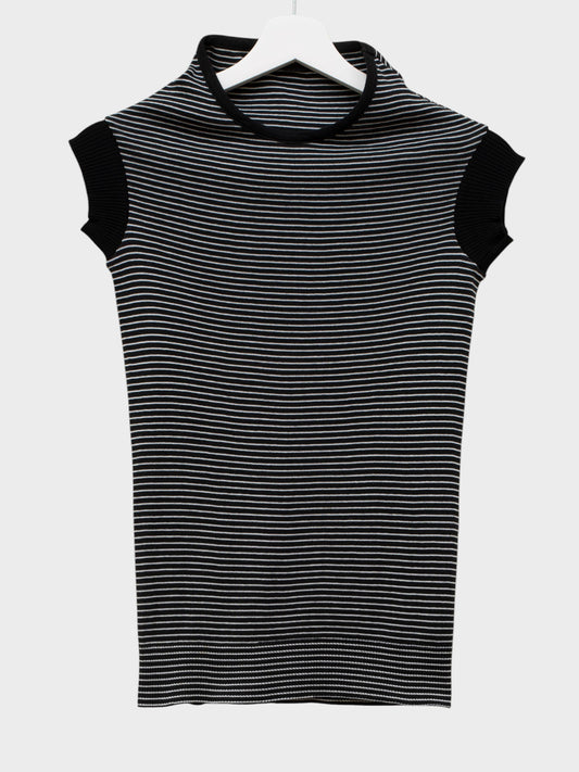 Y's - S/S 2007 - striped mock neck sleeveless top - size 2
