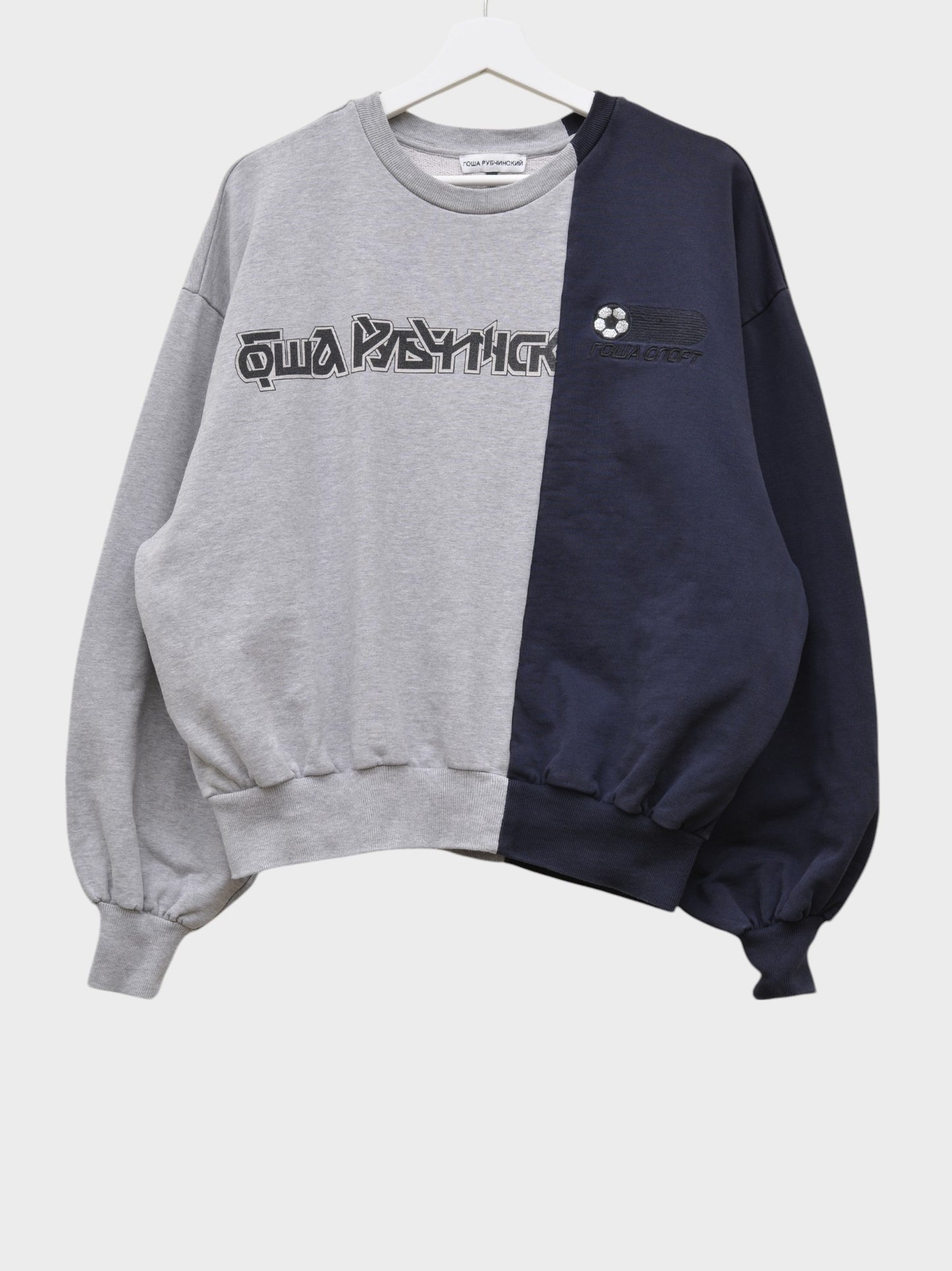 Gosha Rubchinskiy - S/S 2018 - split crewneck (grey/navy) - size XS
