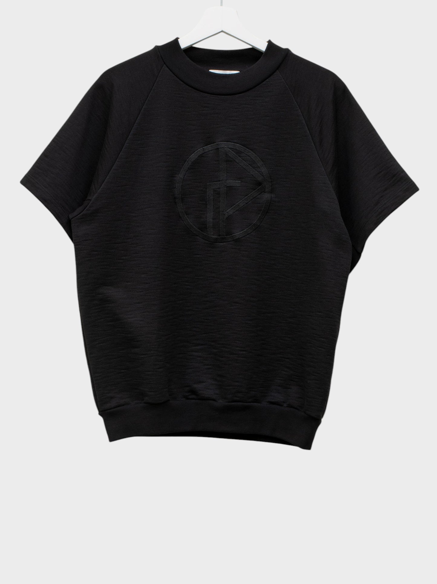 Gosha Rubchinskiy - S/S 2017 - embroidered GR logoo short sleeve sweatshirt (black) - size M