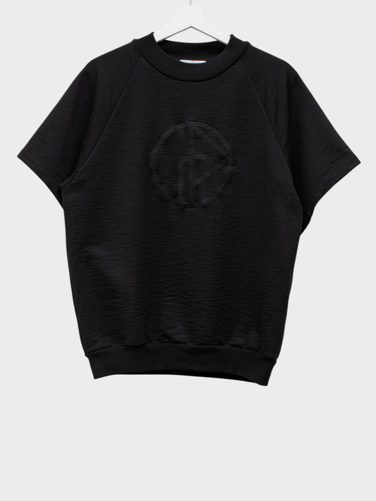 Gosha Rubchinskiy - S/S 2017 - embroidered GR logoo short sleeve sweatshirt (black) - size M