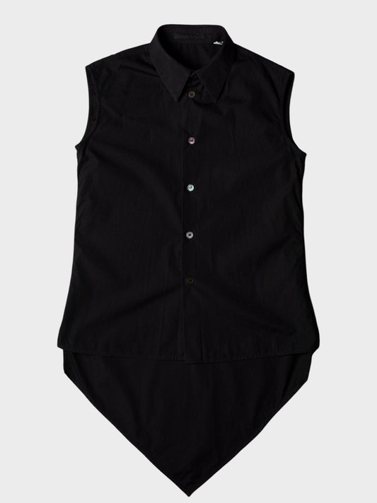 Helmut Lang - 2000s - pointed hem sleeveless shirt (black) - women's size 38