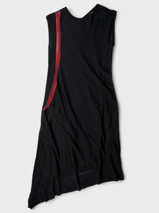 Y-3 - S/S 2016 - asymmetric midi dress with see-through stripes - size L