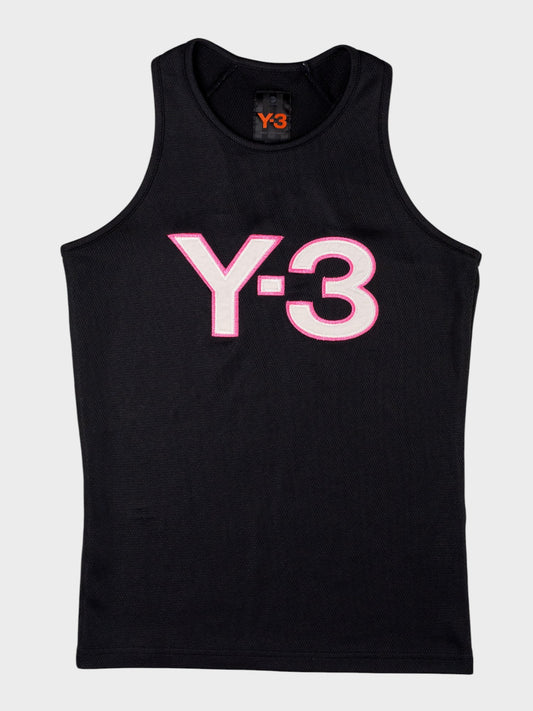 Y-3 - S/S 2004 - embroidered logo mesh tank top (black) - women's size S
