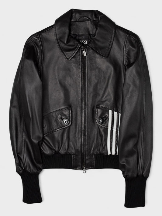 Y-3 - A/W 2006 - leather bomber jacket (black) - women's size S