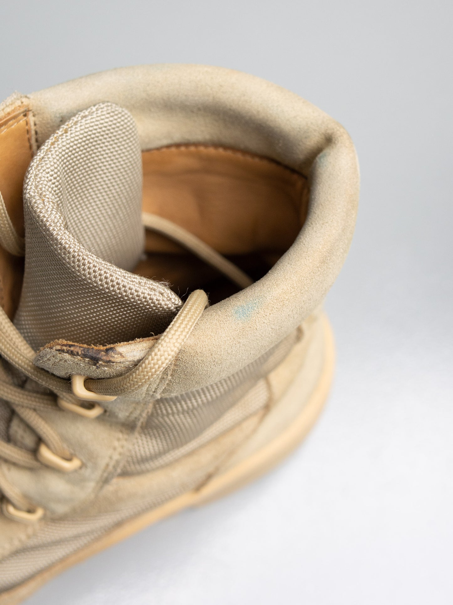 YEEZY Season 4 Nylon and Thick Suede Combat Boot (Sand) - size 45