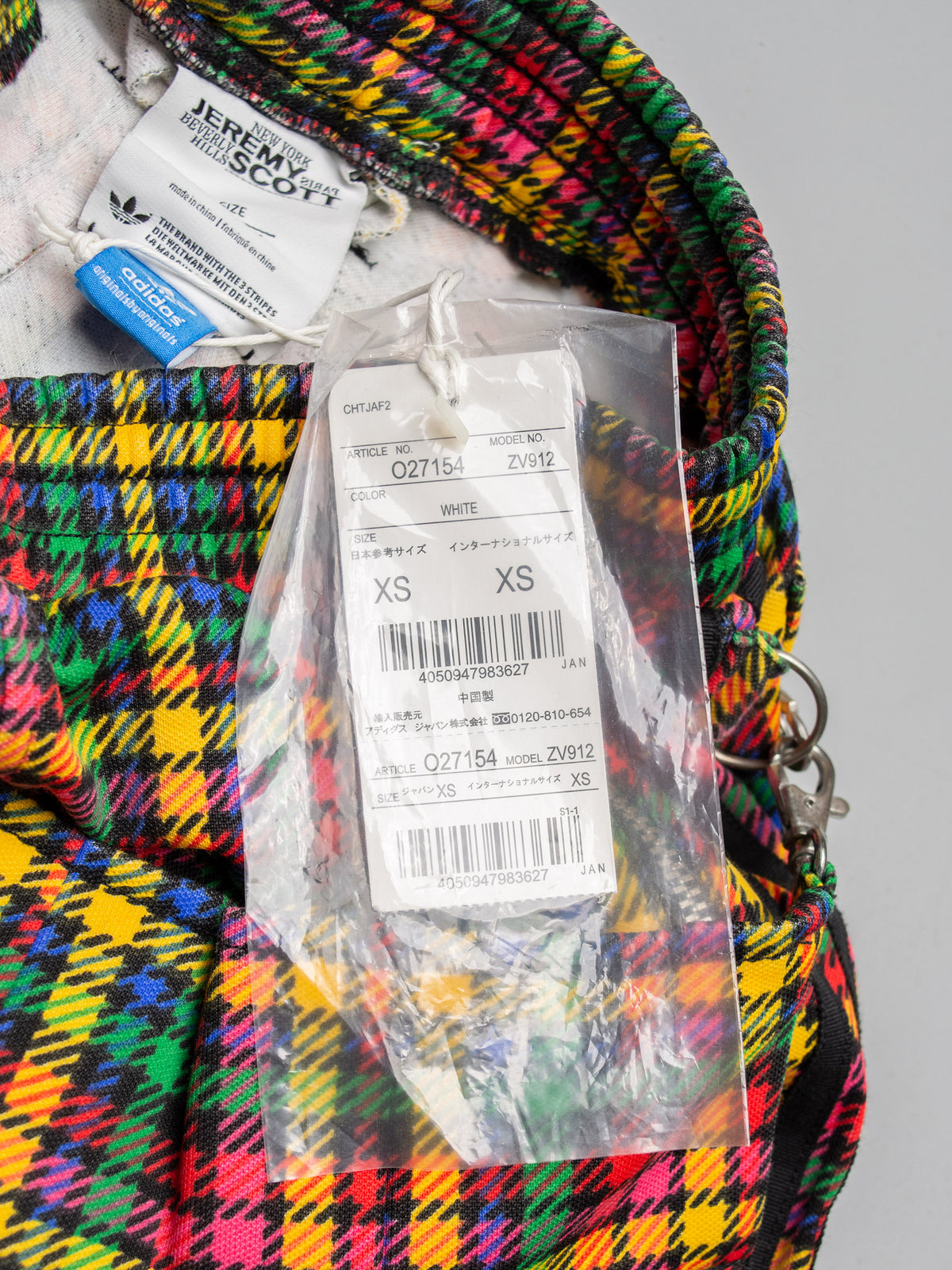 adidas Originals by Jeremy Scott - S/S 2011 - plaid bondage track pants - size XS