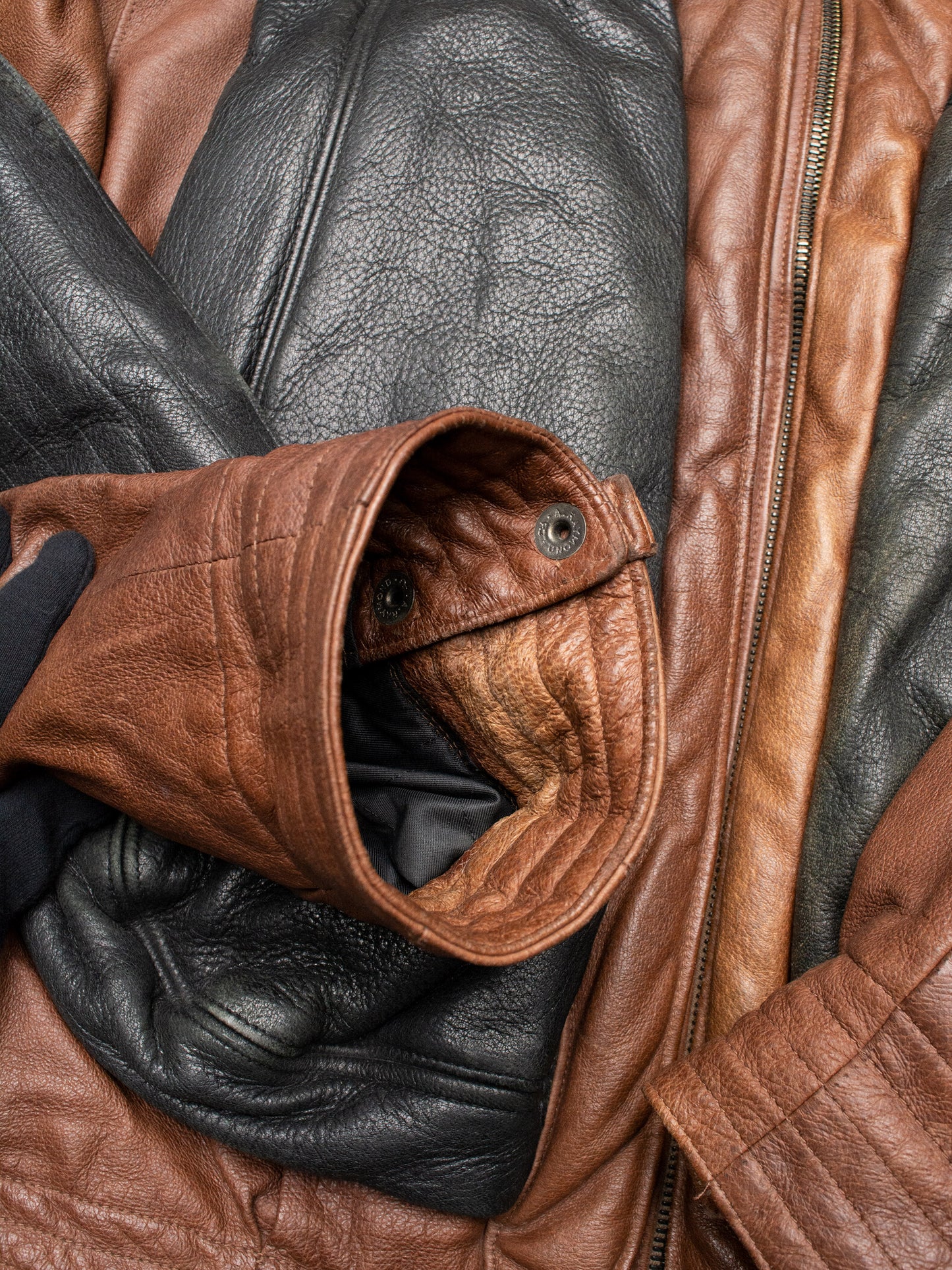 Marithé & François Girbaud - 1980s - life preserver leather jacket - size L