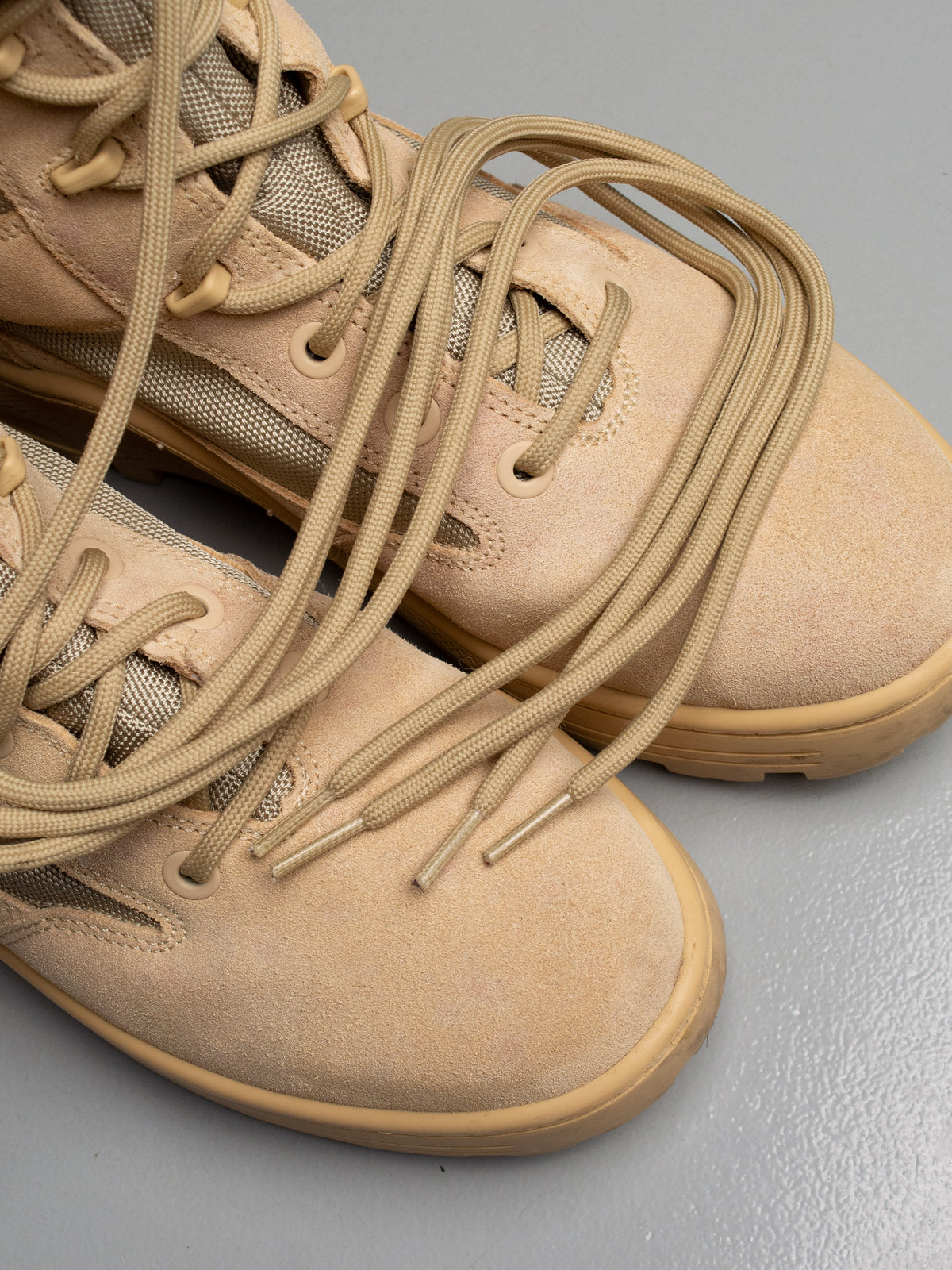 YEEZY Season 4 Sand Nylon and Thick Suede Combat Boots - size 43