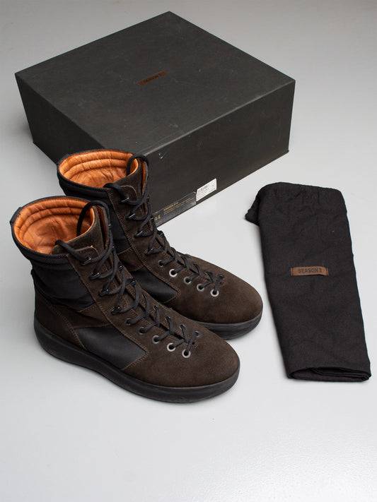 YEEZY Season 3 Onyx Shade Nylon and Thick Suede Military Boots - size 44