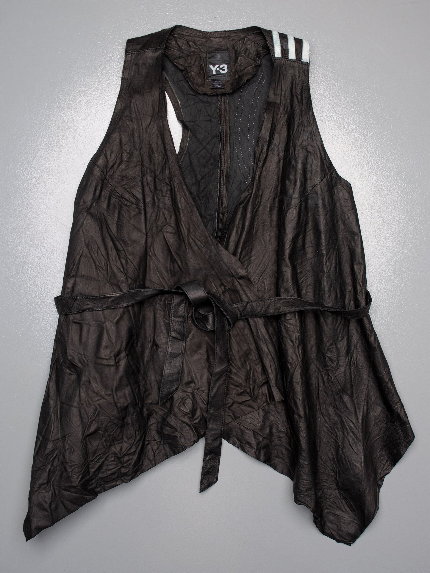 Y-3 S/S 2011 wrinkled leather vest - size M