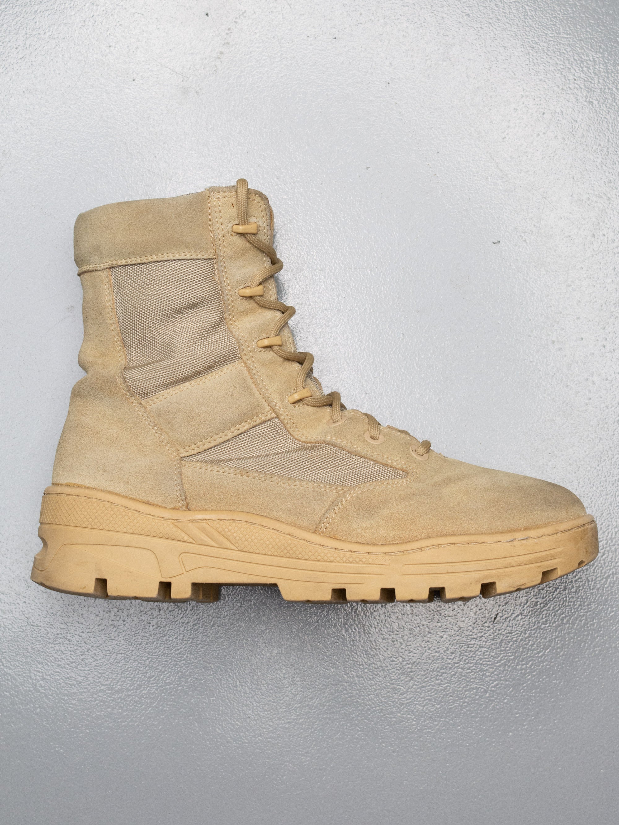 YEEZY Season 4 Nylon and Thick Suede Combat Boot (Sand) - size 45