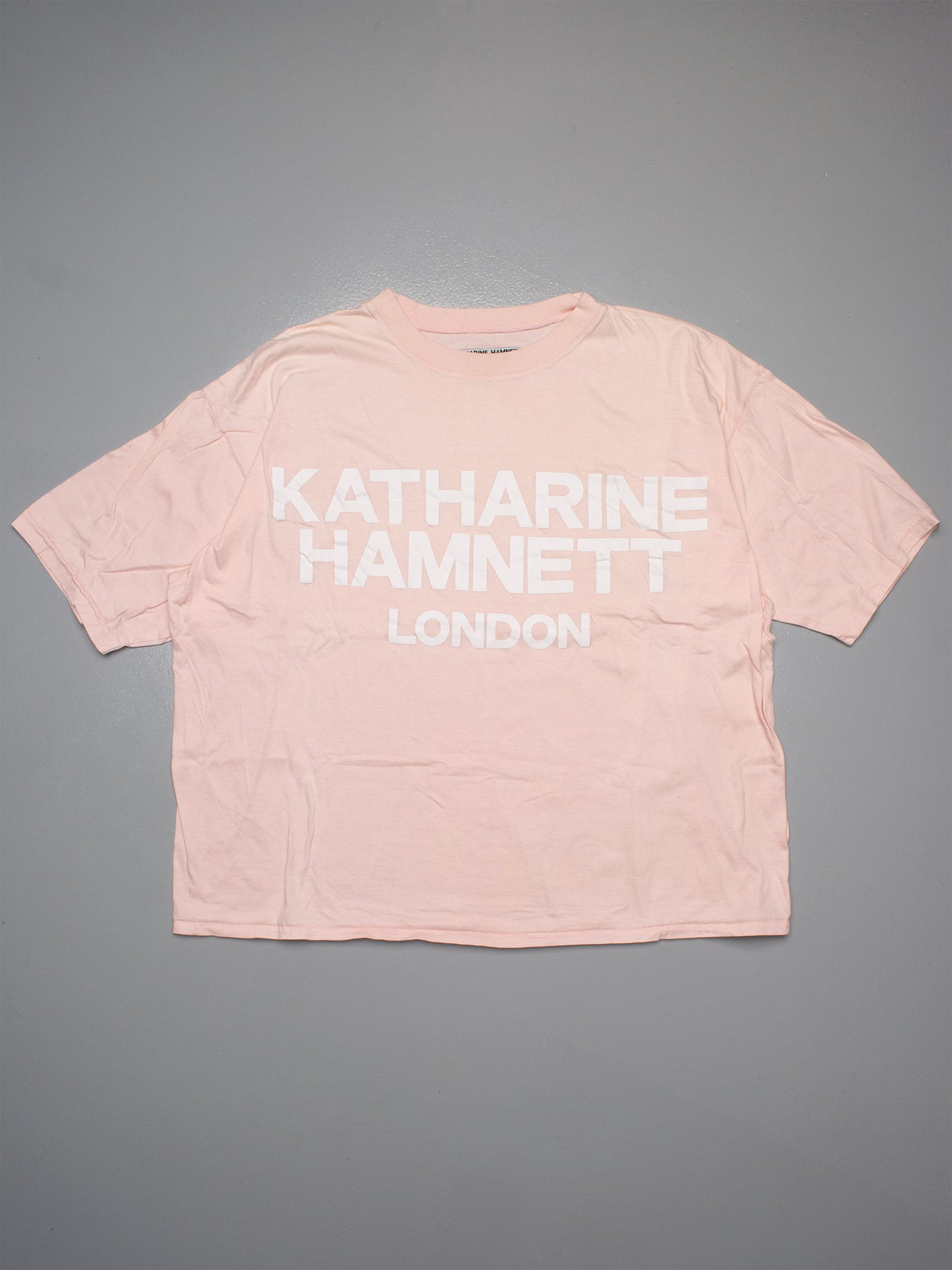 vintage Katharine Hamnett London logo baby pink t-shirt