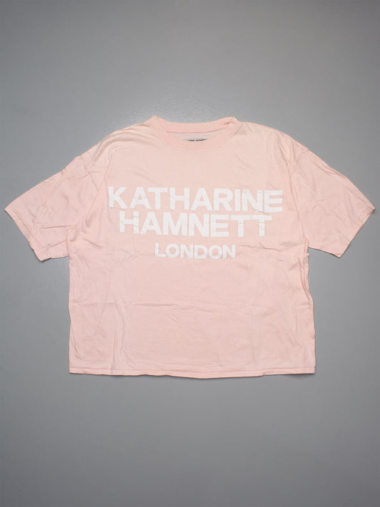 vintage Katharine Hamnett London logo baby pink t-shirt