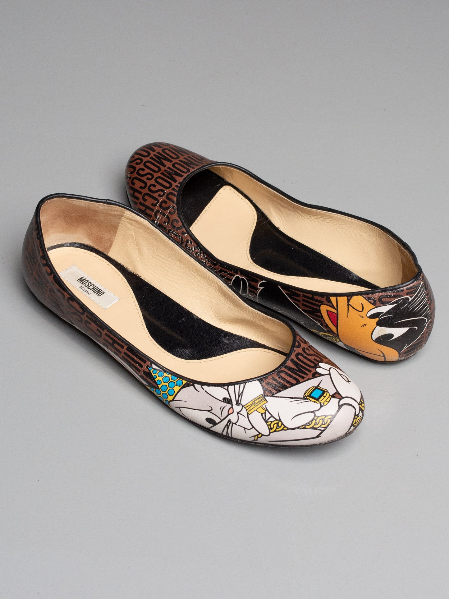 Moschino X Looney Tunes A/W 2015 leather flats - size 40