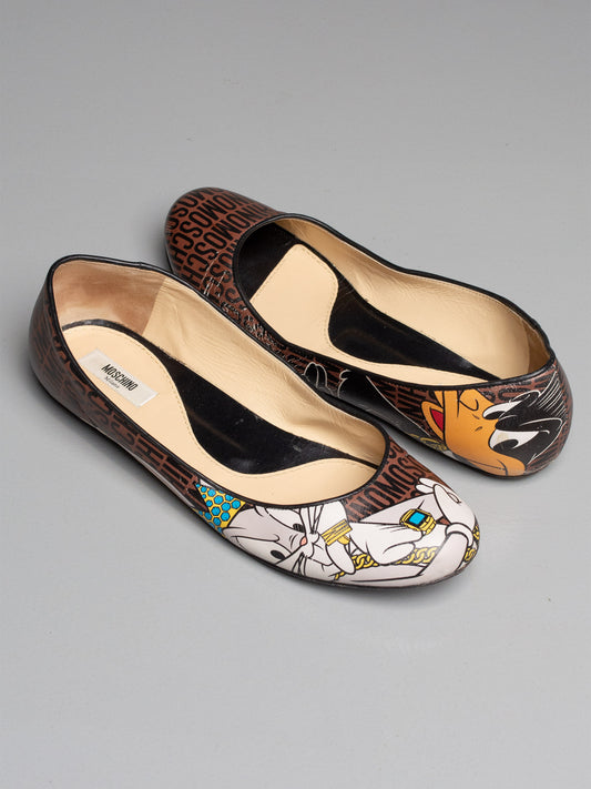 Moschino X Looney Tunes A/W 2015 leather flats - size 40