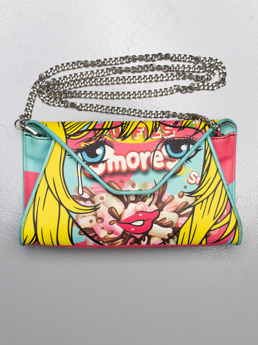 Moschino X Ben Frost A/W 2018 SmoreS leather chain clutch bag