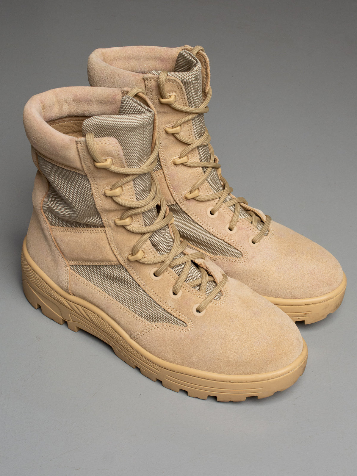 YEEZY Season 4 Sand Nylon and Thick Suede Combat Boots - size 43