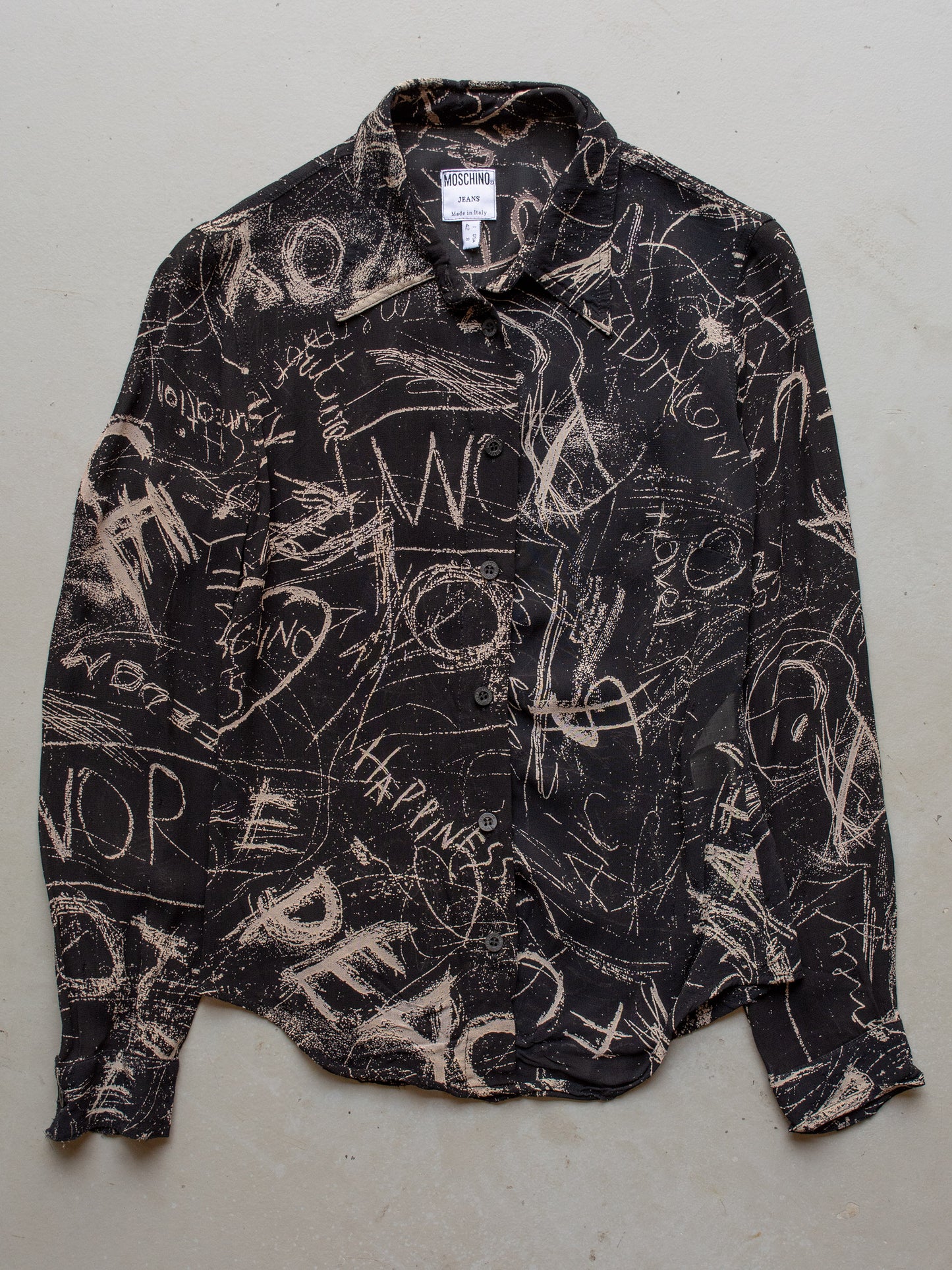 1990's Moschino Jeans blackboard sheer shirt - size 42IT