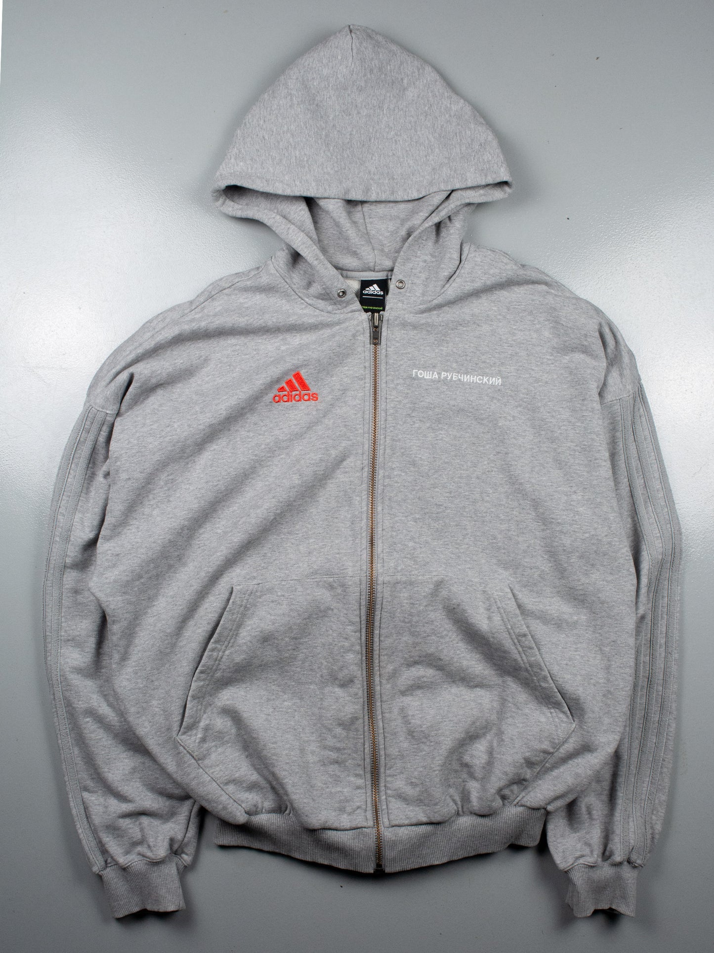 adidas X Gosha Rubchinskiy S/S 2018 oversized zip-up hoodie (grey) - size XS